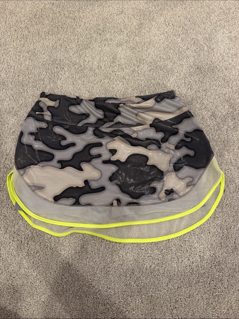 Lucky in Love Camo Mesh Tennis Mini Skirt with Neon Trim, size small